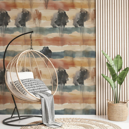 Earthy Multicolor Abstract Landscape Wallpaper
