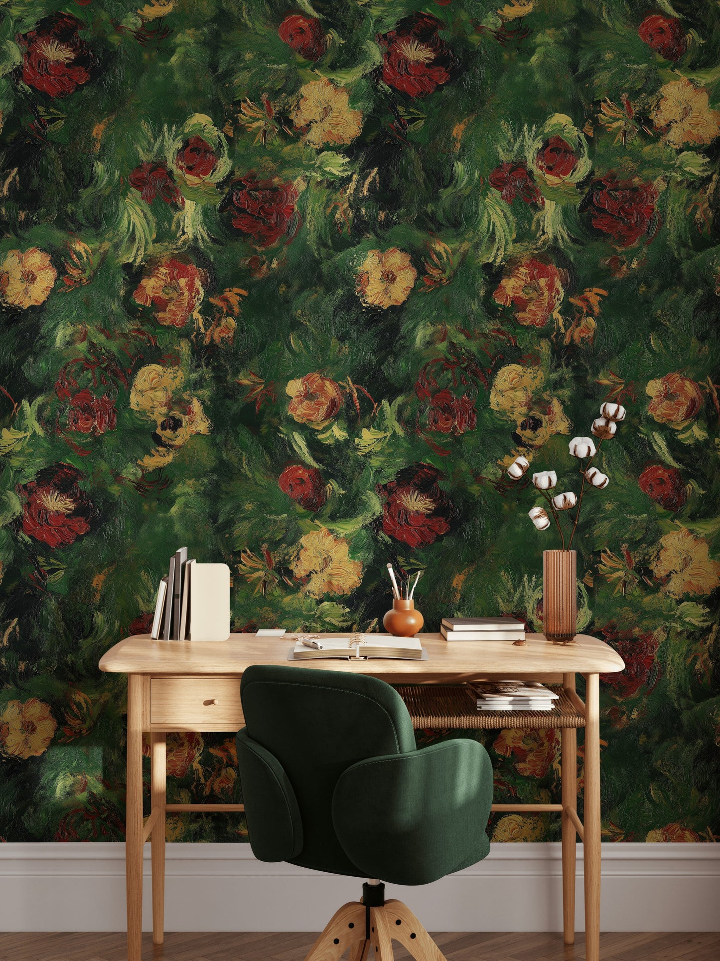 Impressionist Floral Wallpaper Bold Artistic Design