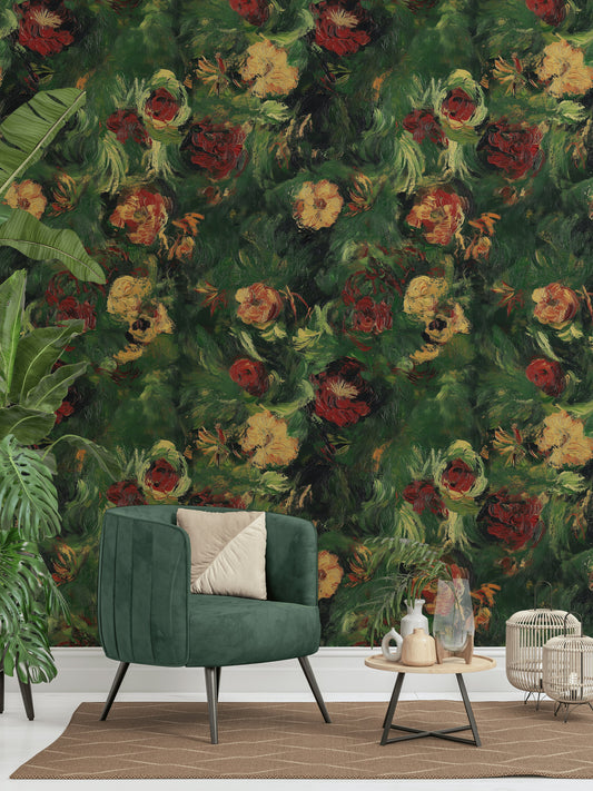 Impressionist Floral Wallpaper Bold Artistic Design