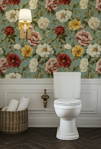 Vintage Multicolor Floral Wallpaper