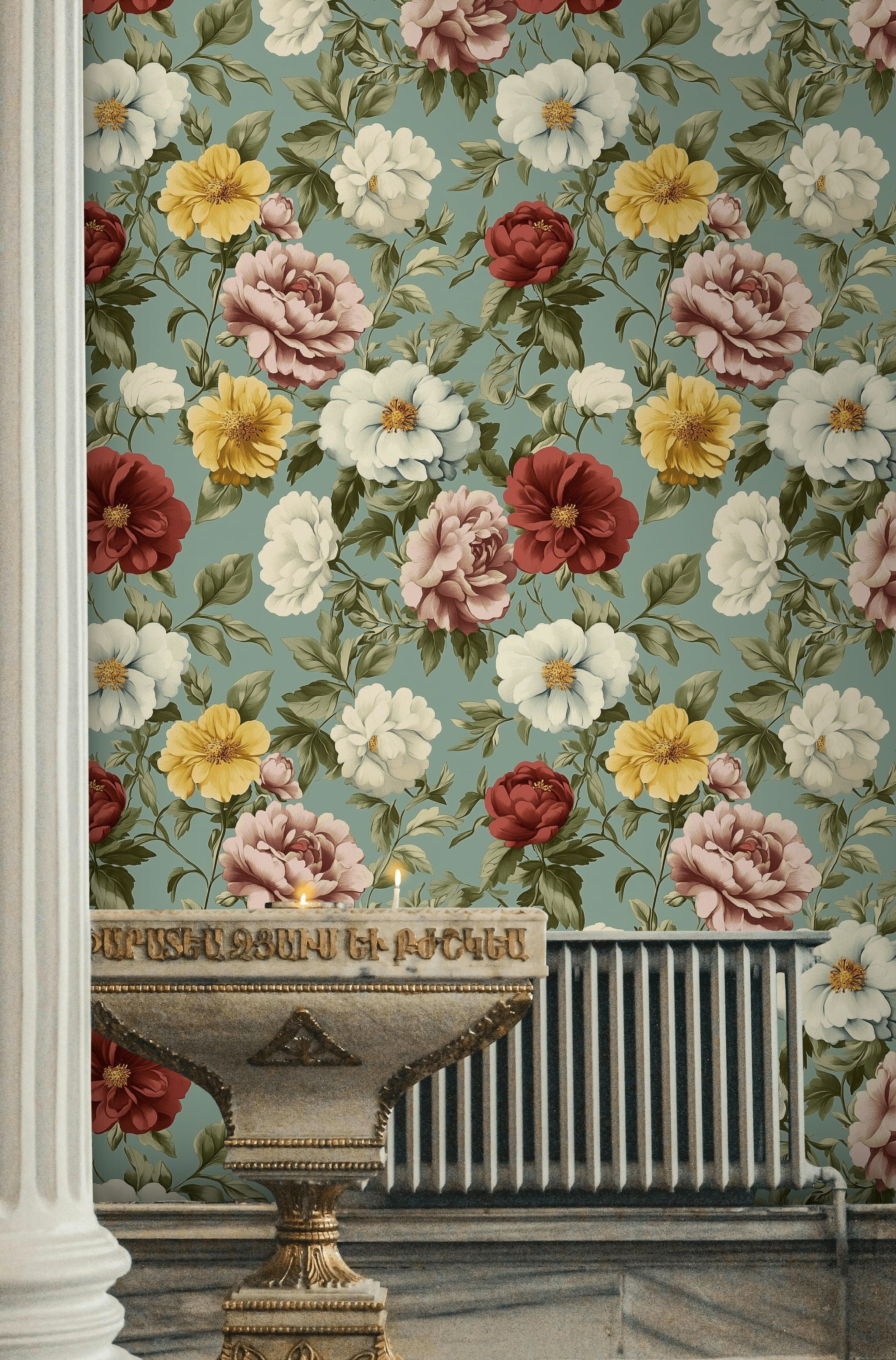 Vintage Multicolor Floral Wallpaper