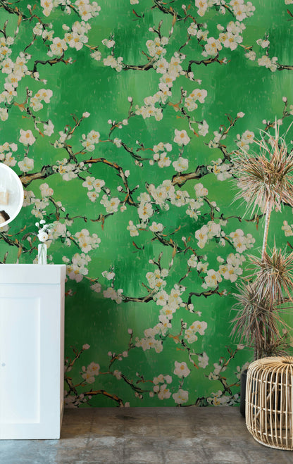 Vibrant Green Cherry Blossom Wallpaper