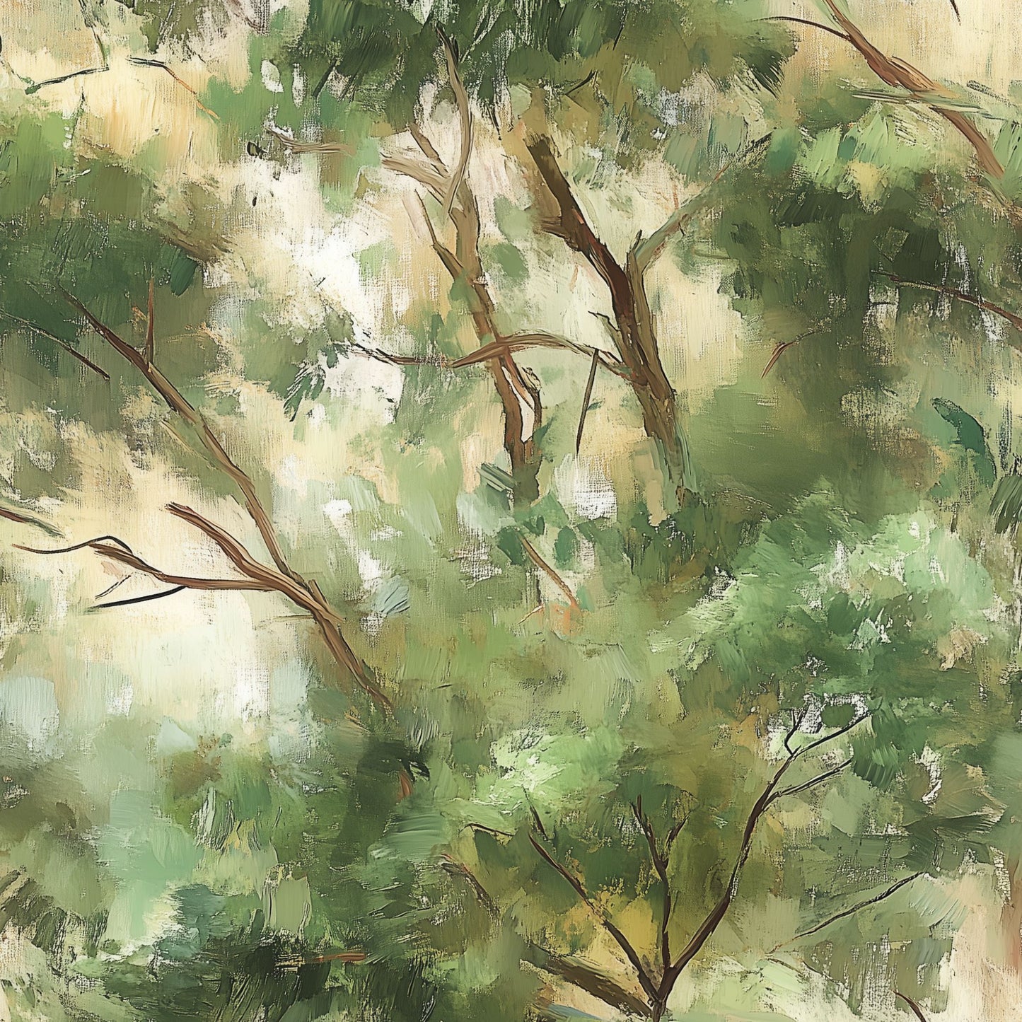Impressionist Forest Wallpaper Abstract Green Wall Mural