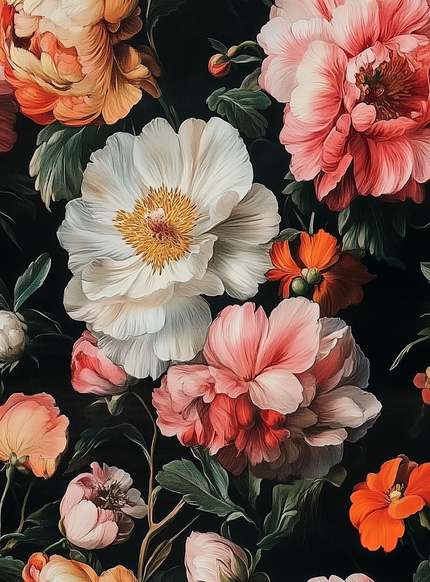 Dark Floral Peony Wallpaper Romantic Botanical Wall Decor