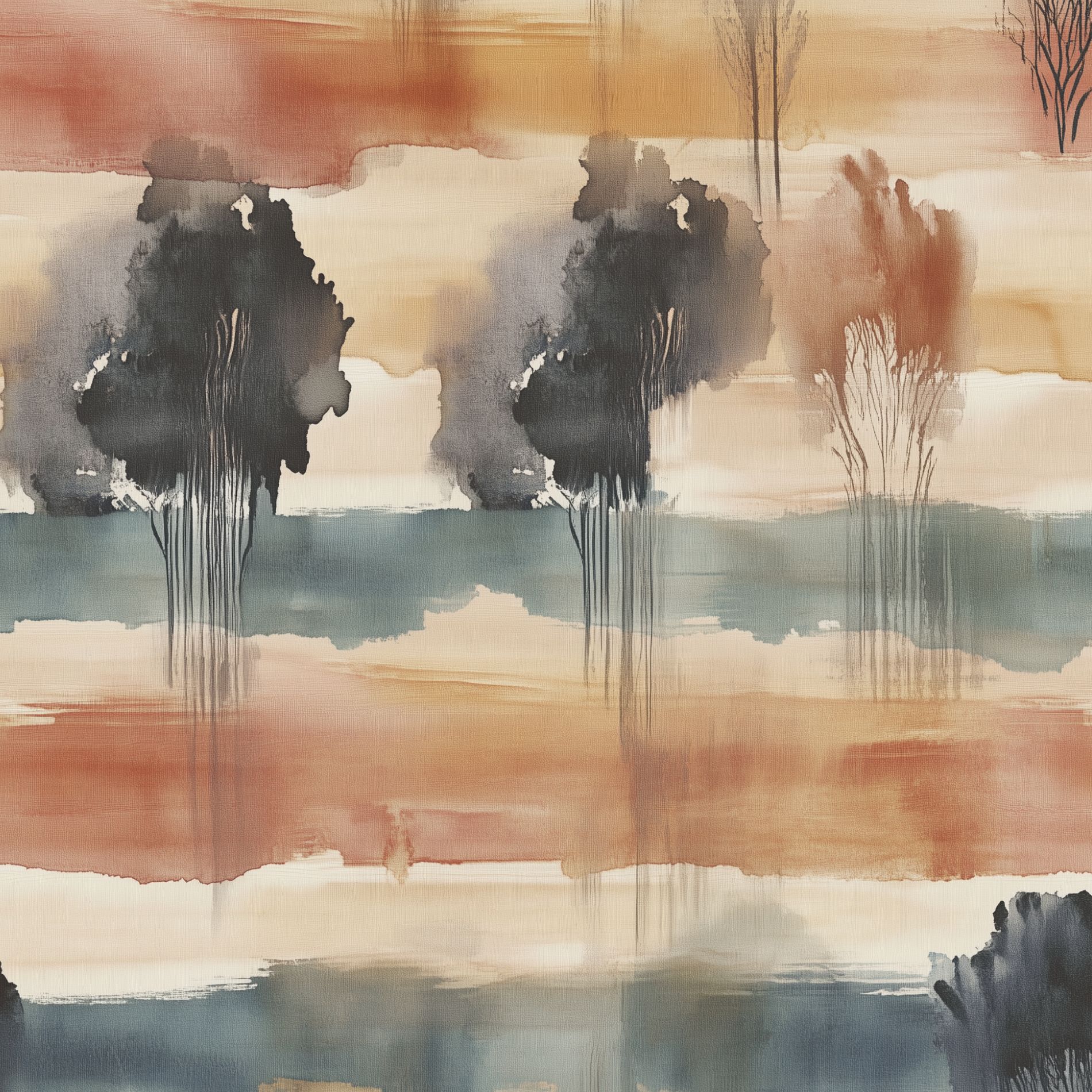 Earthy Multicolor Abstract Landscape Wallpaper