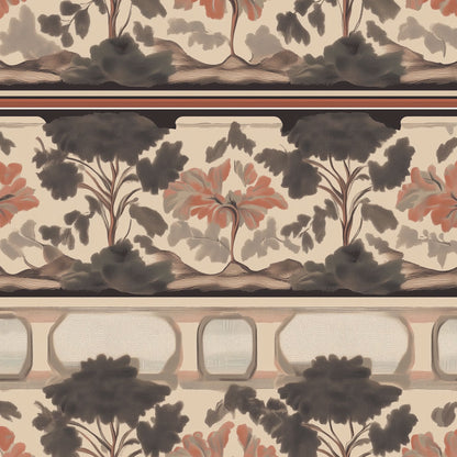 Warm Beige Vintage Tree Pattern Wallpaper