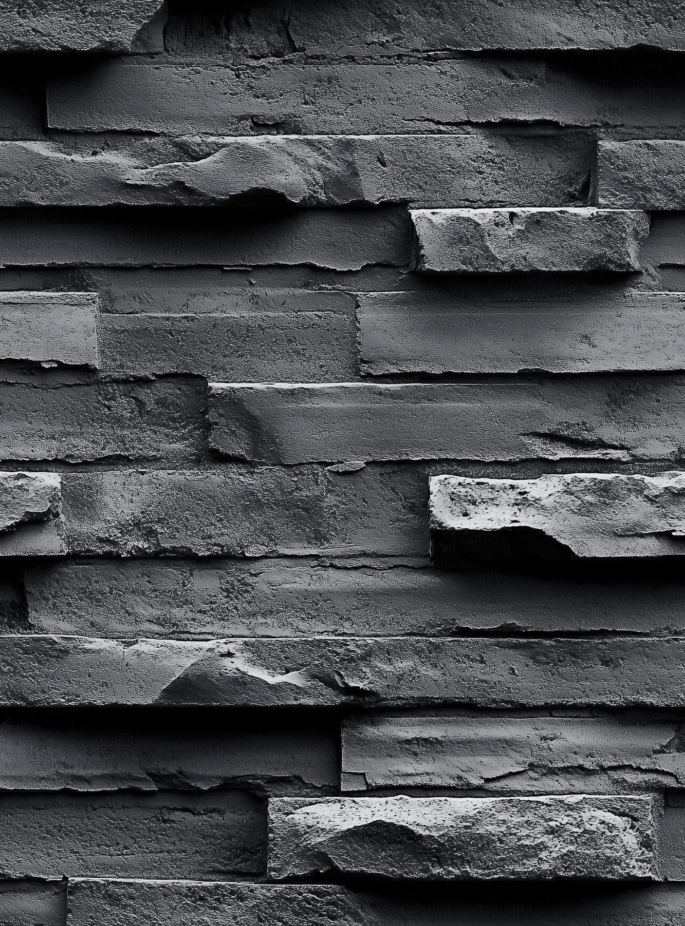 Deep Charcoal 3D Brick Texture Wallpaper