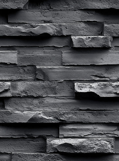 Deep Charcoal 3D Brick Texture Wallpaper