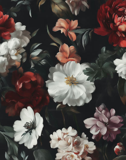 Elegant Dark Rose Floral Wallpaper