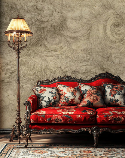 Textured Beige Swirl Abstract Wall Mural