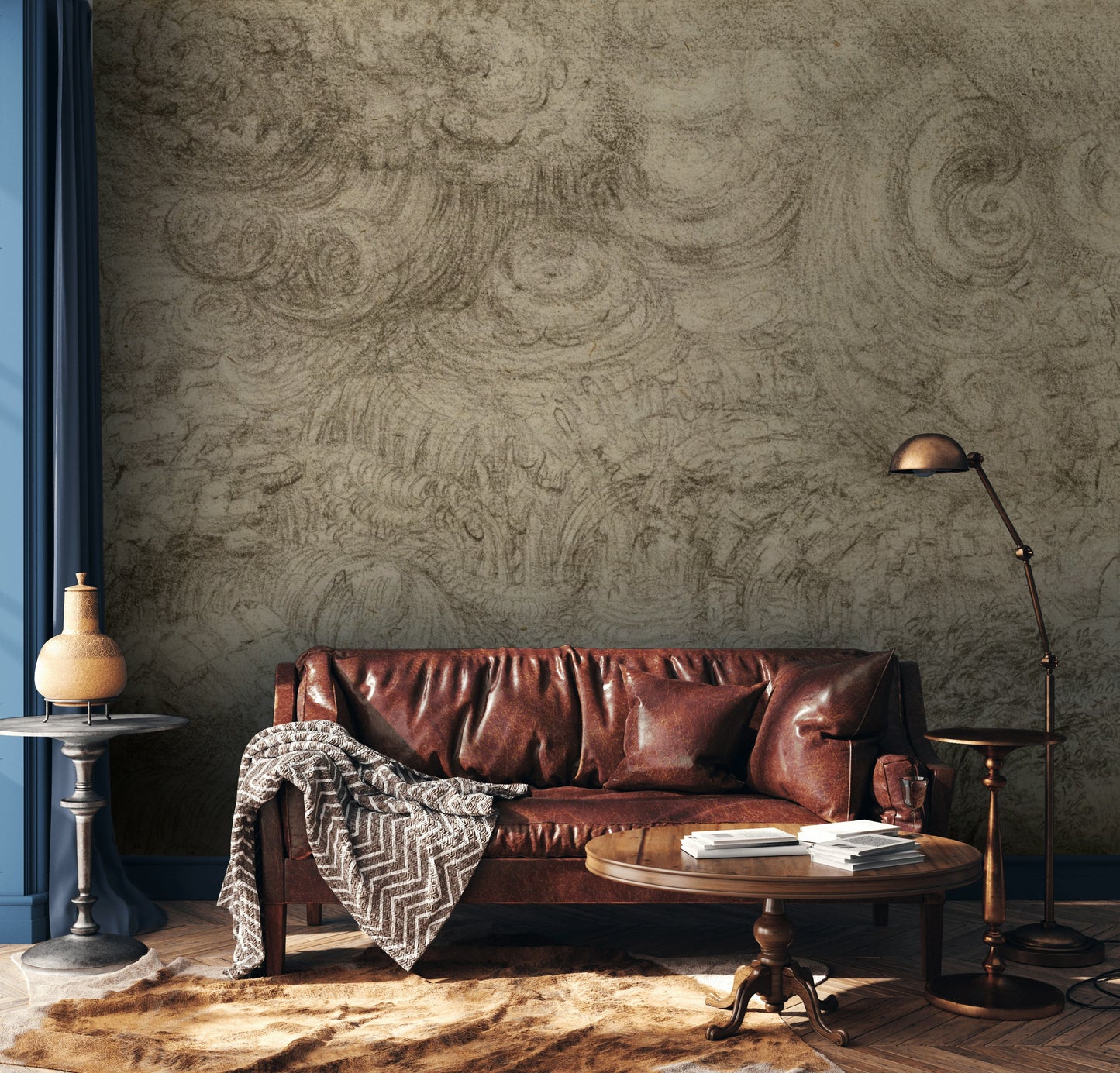 Swirl Sketch Wallpaper Abstract Pencil Vintage Wall Mural