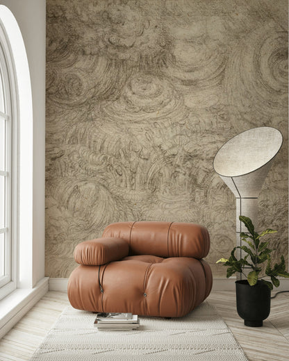 Textured Beige Swirl Abstract Wall Mural