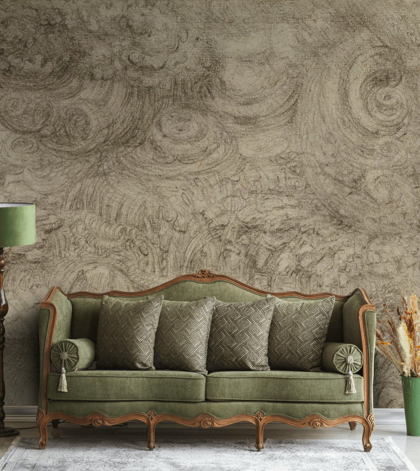Swirl Sketch Wallpaper Abstract Pencil Vintage Wall Mural