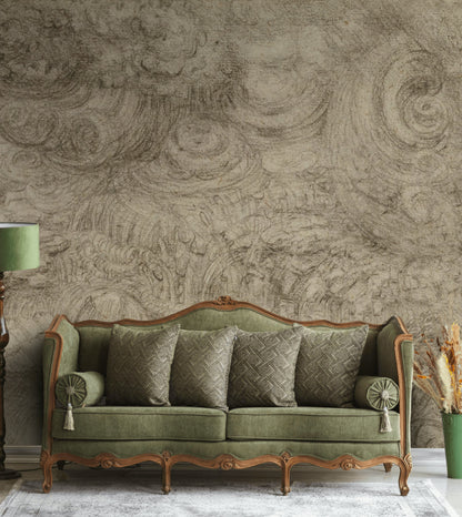 Textured Beige Swirl Abstract Wall Mural