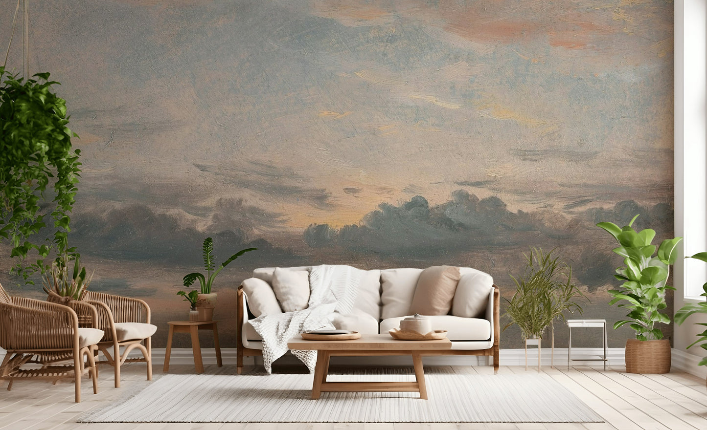 Cloudy Sky Wallpaper Soft Pastel Horizon Wall Mural