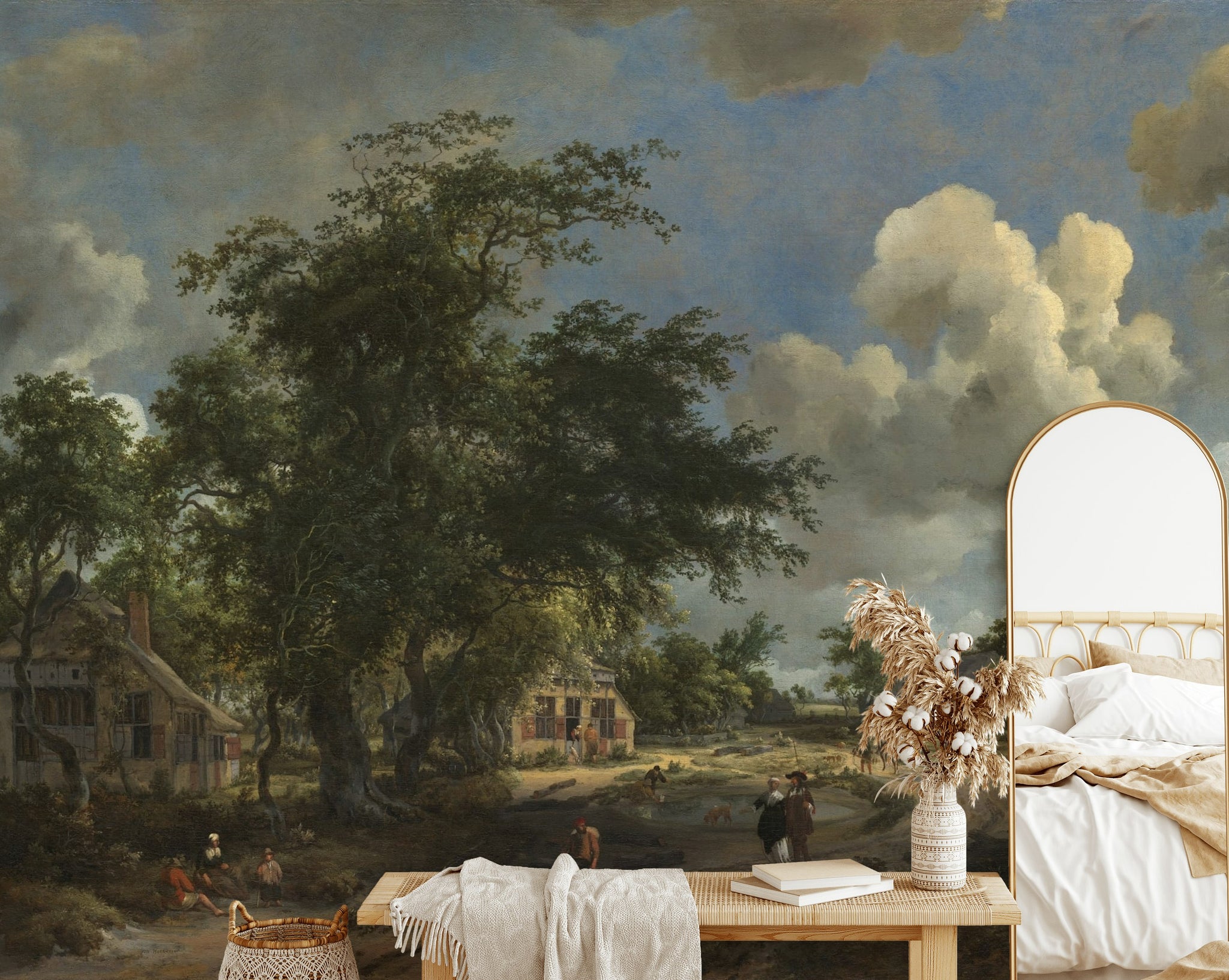 Dark Vintage Countryside Landscape Wall Mural