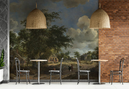 Dark Vintage Countryside Landscape Wall Mural