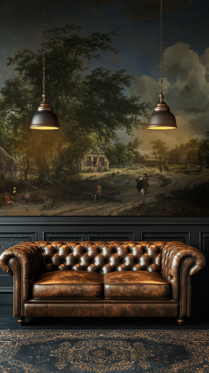 Dark Vintage Countryside Landscape Wall Mural