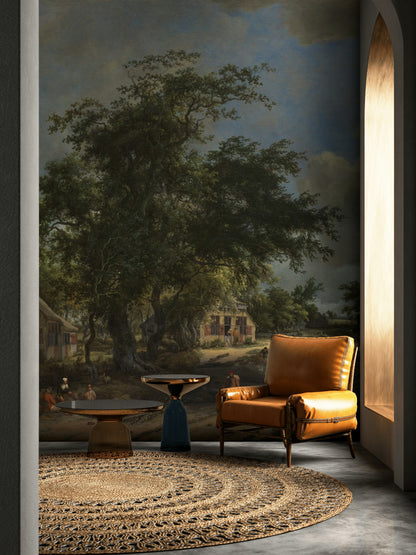 Dark Vintage Countryside Landscape Wall Mural