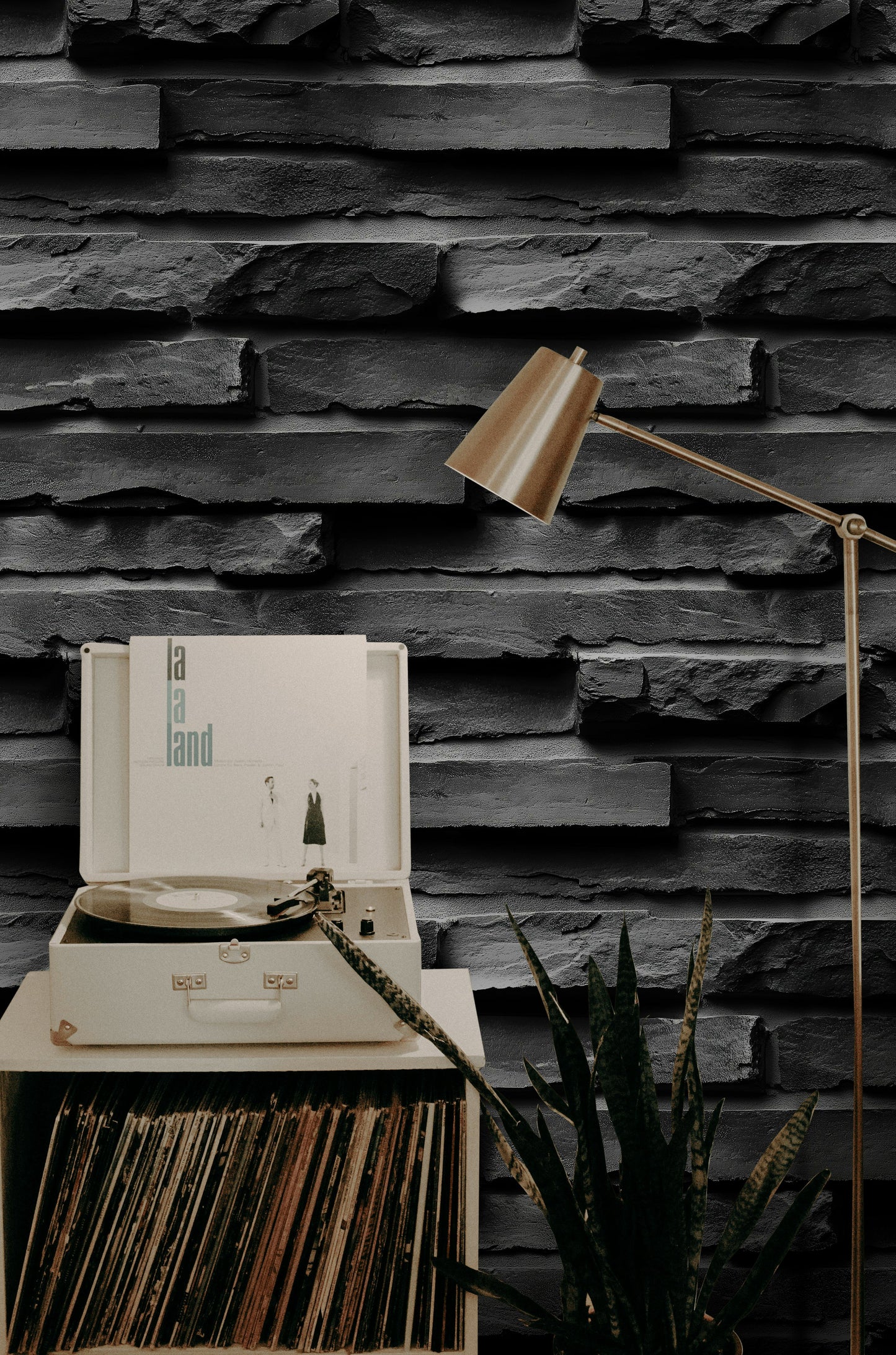 Charcoal Stacked Stone Wallpaper Bold Industrial Wall Mural