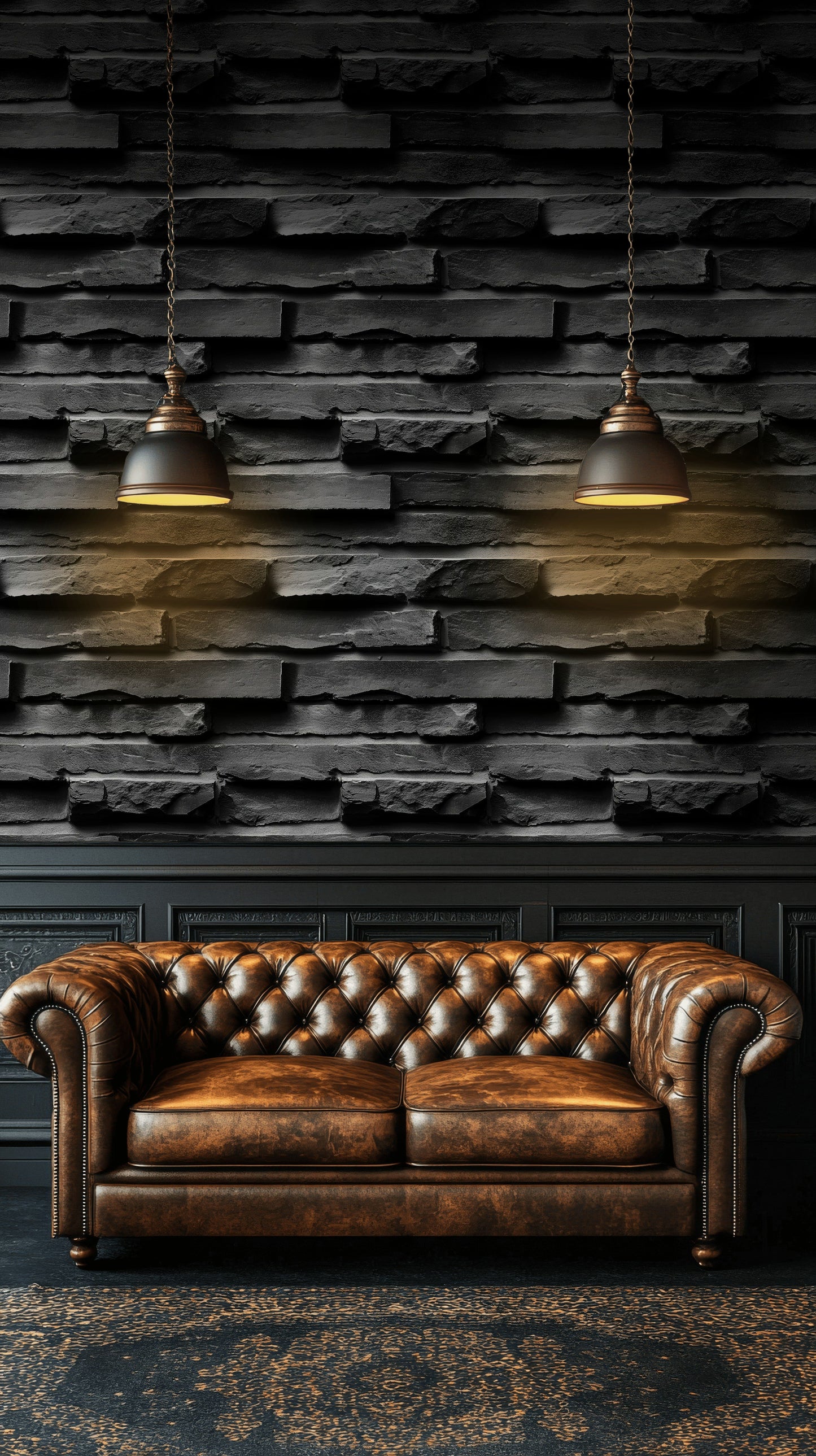 Charcoal Stacked Stone Wallpaper Bold Industrial Wall Mural