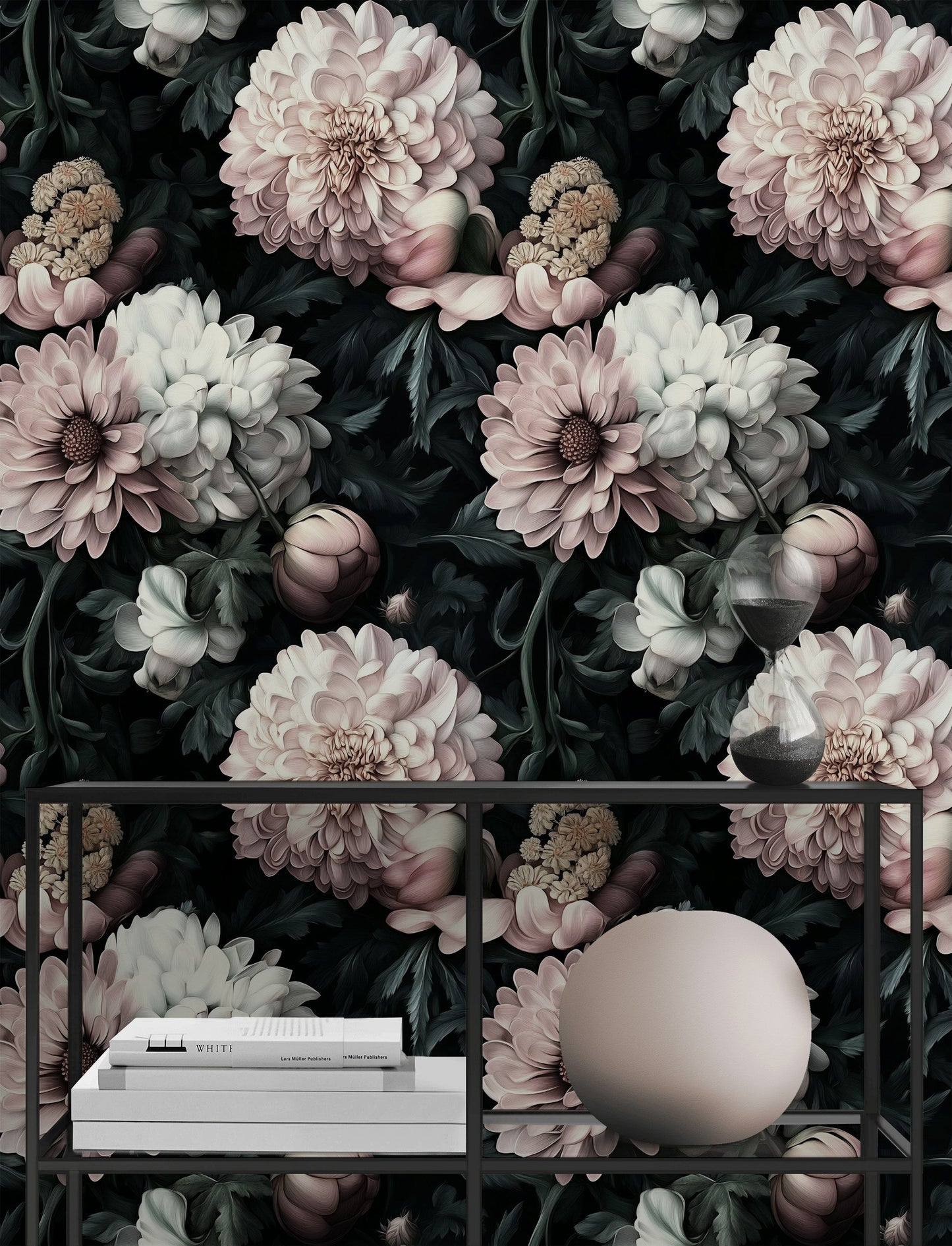 Moody Dahlia & Peony Wallpaper Chic Vintage-Style