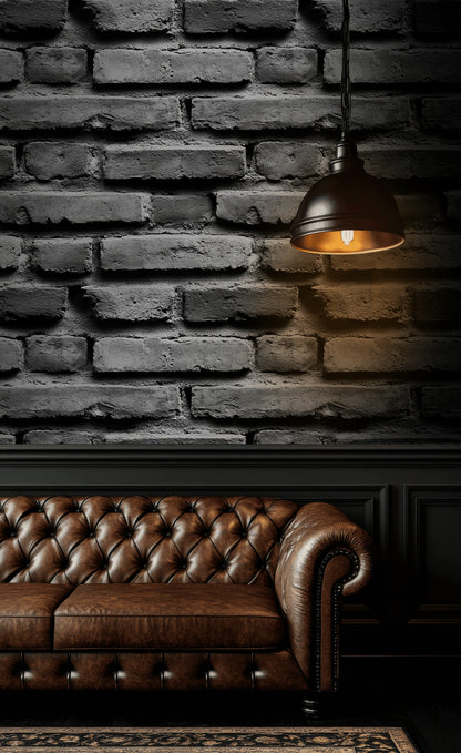 Charcoal Gray Textured Brick Wallpaper
