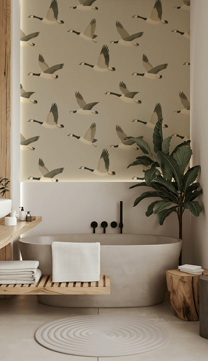 Neutral Beige Flying Geese Wallpaper
