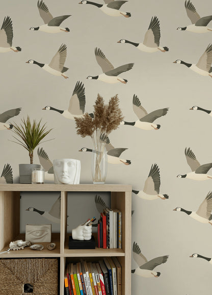 Neutral Beige Flying Geese Wallpaper