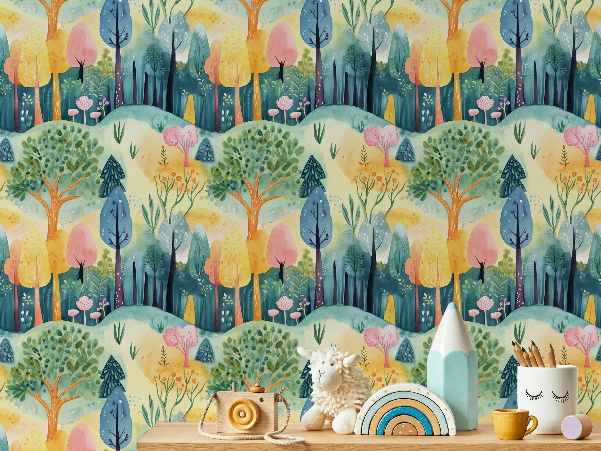 Whimsical Multicolor Jungle Abstract Wallpaper