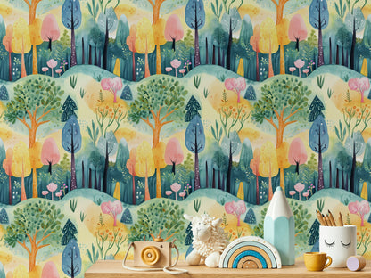 Whimsical Multicolor Jungle Abstract Wallpaper