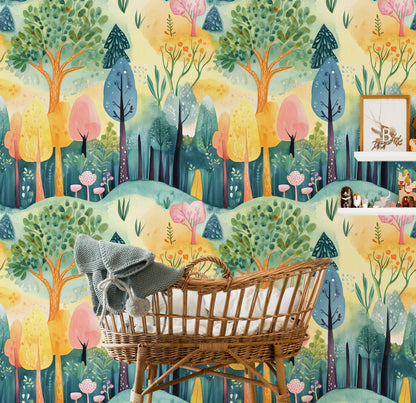 Whimsical Multicolor Jungle Abstract Wallpaper