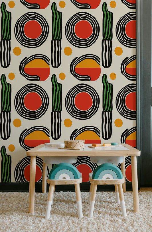 Abstract Retro Pop Wallpaper Bold Modern Wall Mural