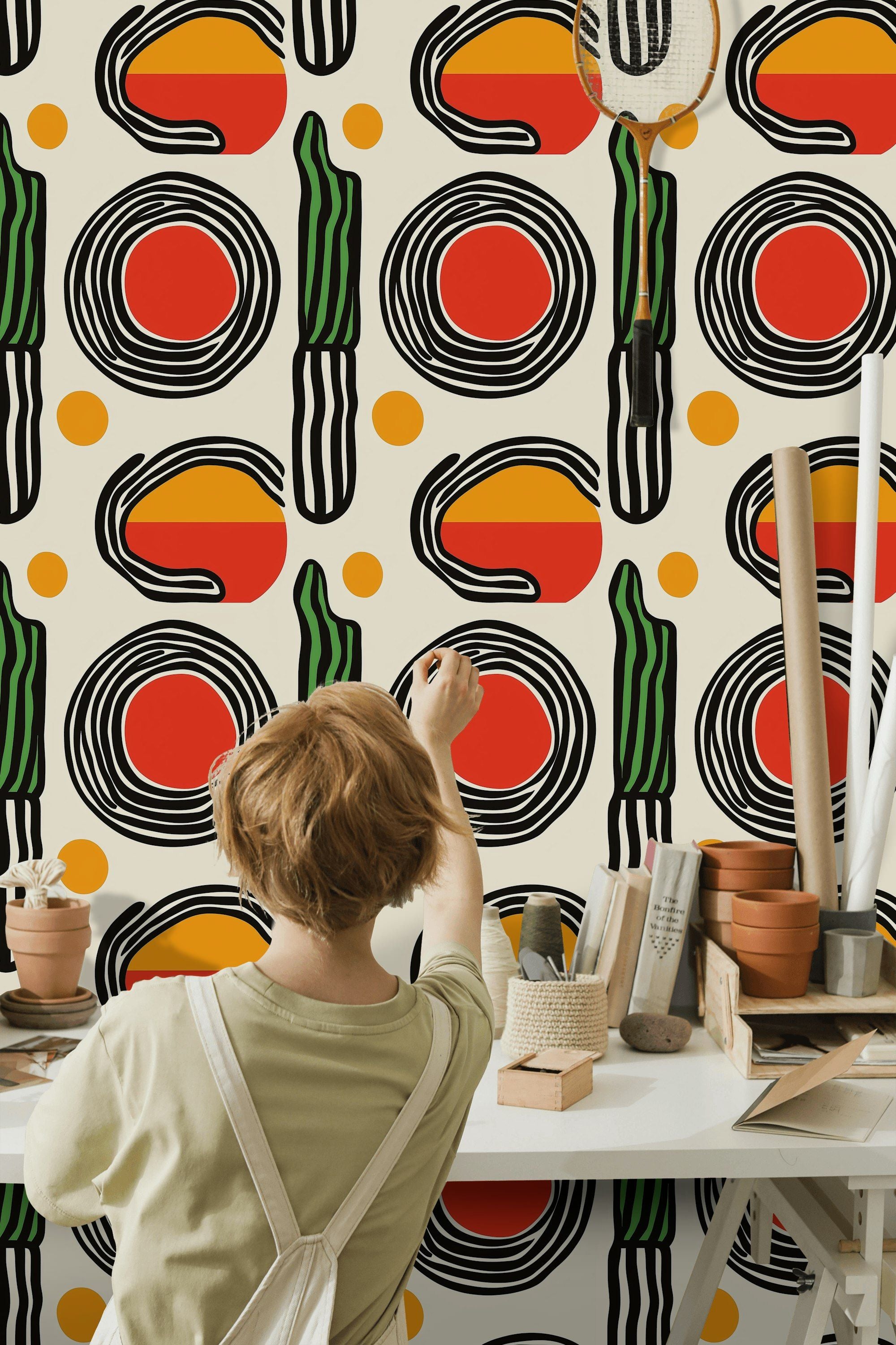 Vibrant Abstract Geometric Kids Wallpaper