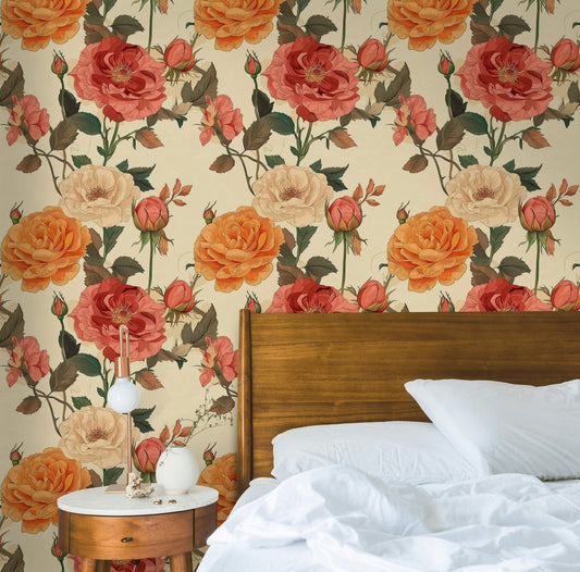 Vintage Rose Bouquet Wallpaper Timeless Botanical Decor