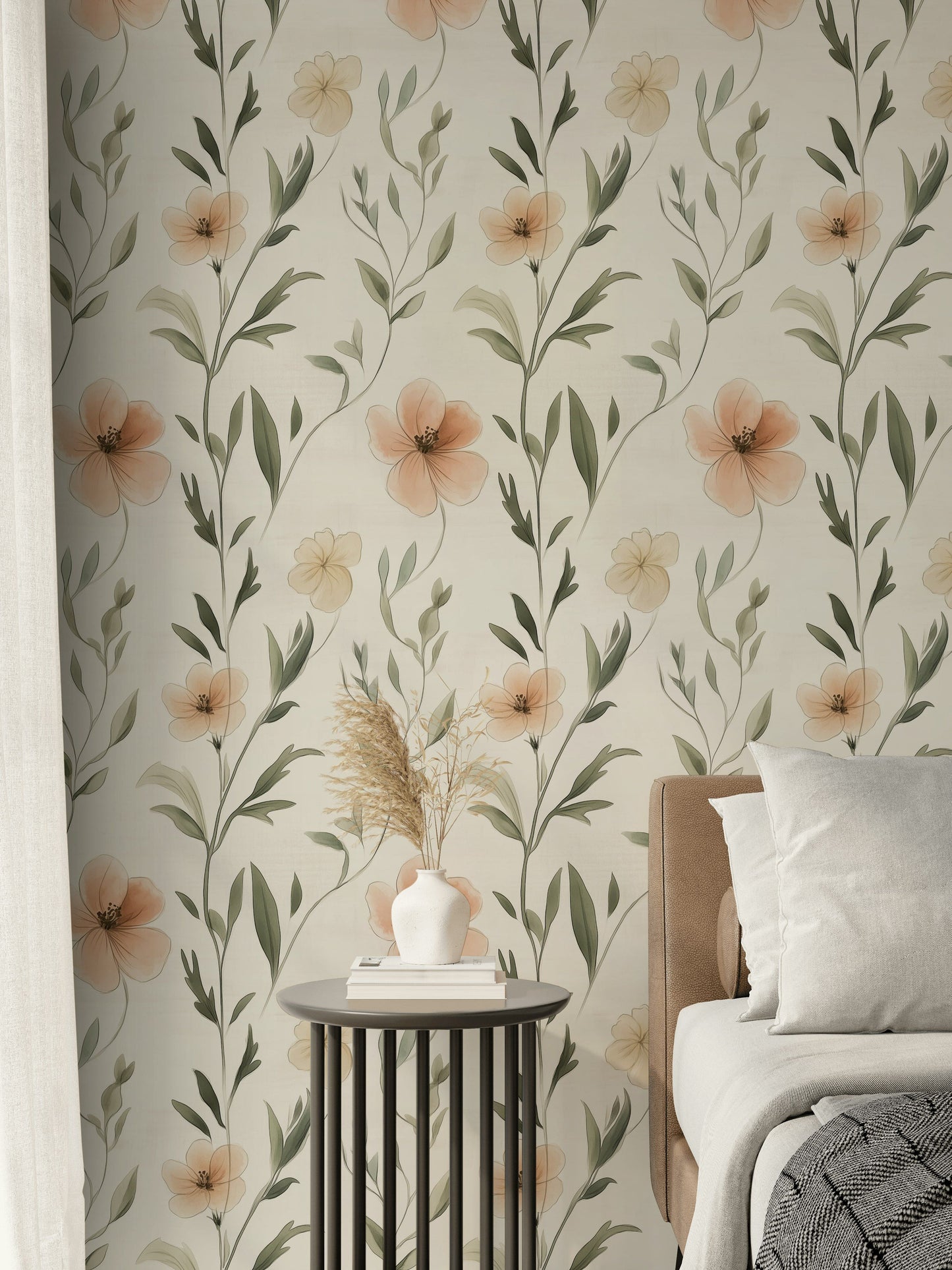 Soft Floral Wallpaper Pastel Bloom Removable Wall Decor