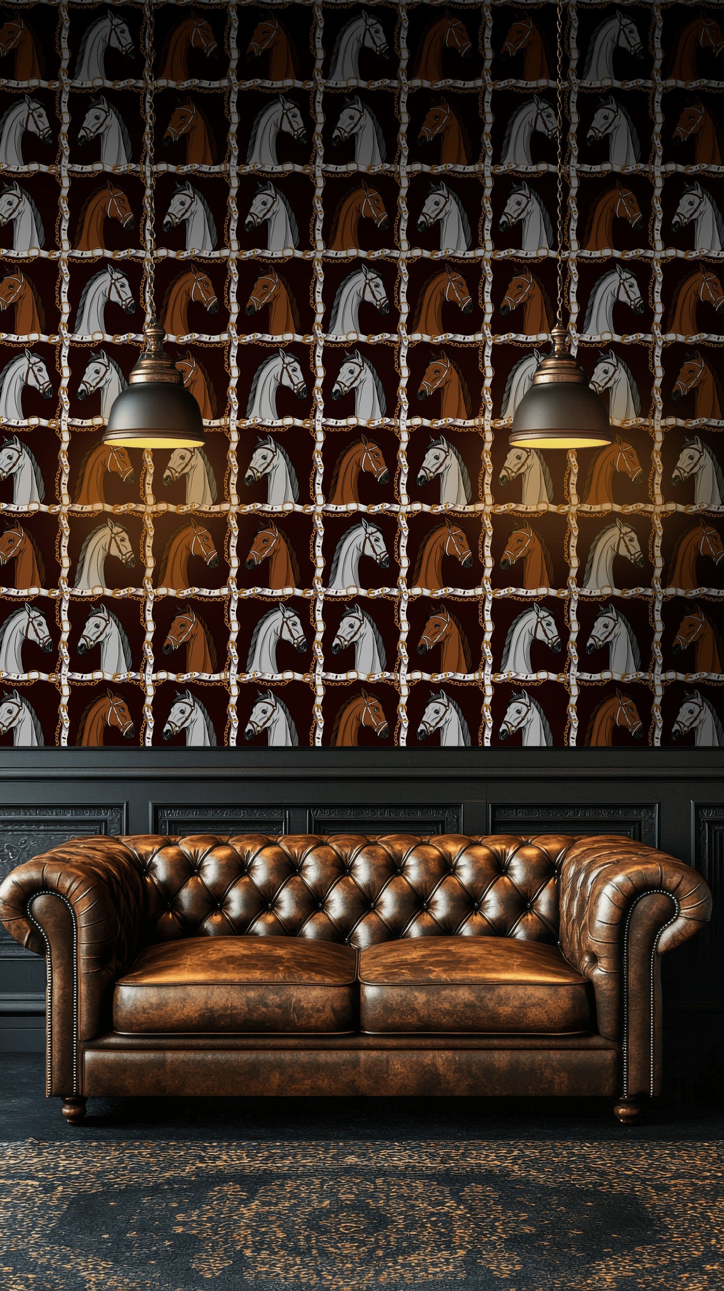 Equestrian Horse Belt Chain Wallpaper Removable Wall Mural