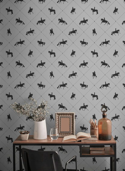 Light Gray Equestrian Silhouette Wallpaper