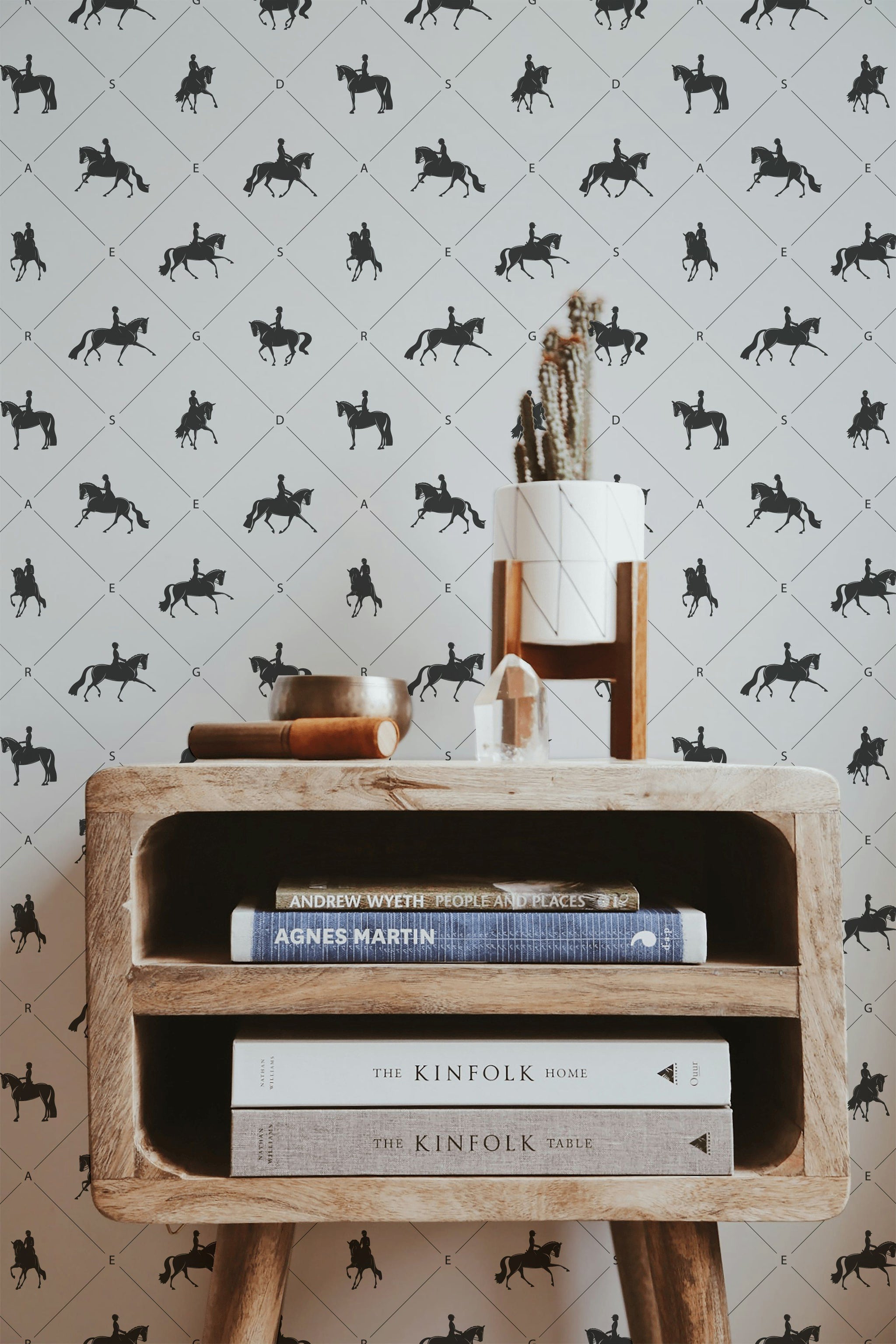 Light Gray Equestrian Silhouette Wallpaper