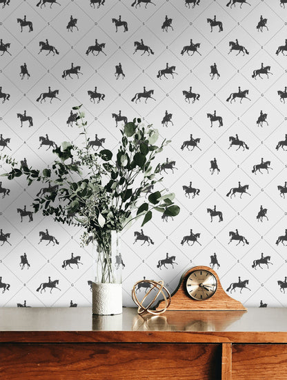 Light Gray Equestrian Silhouette Wallpaper