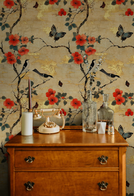 Japanese Golden Cherry Blossom Wallpaper Asian Wall