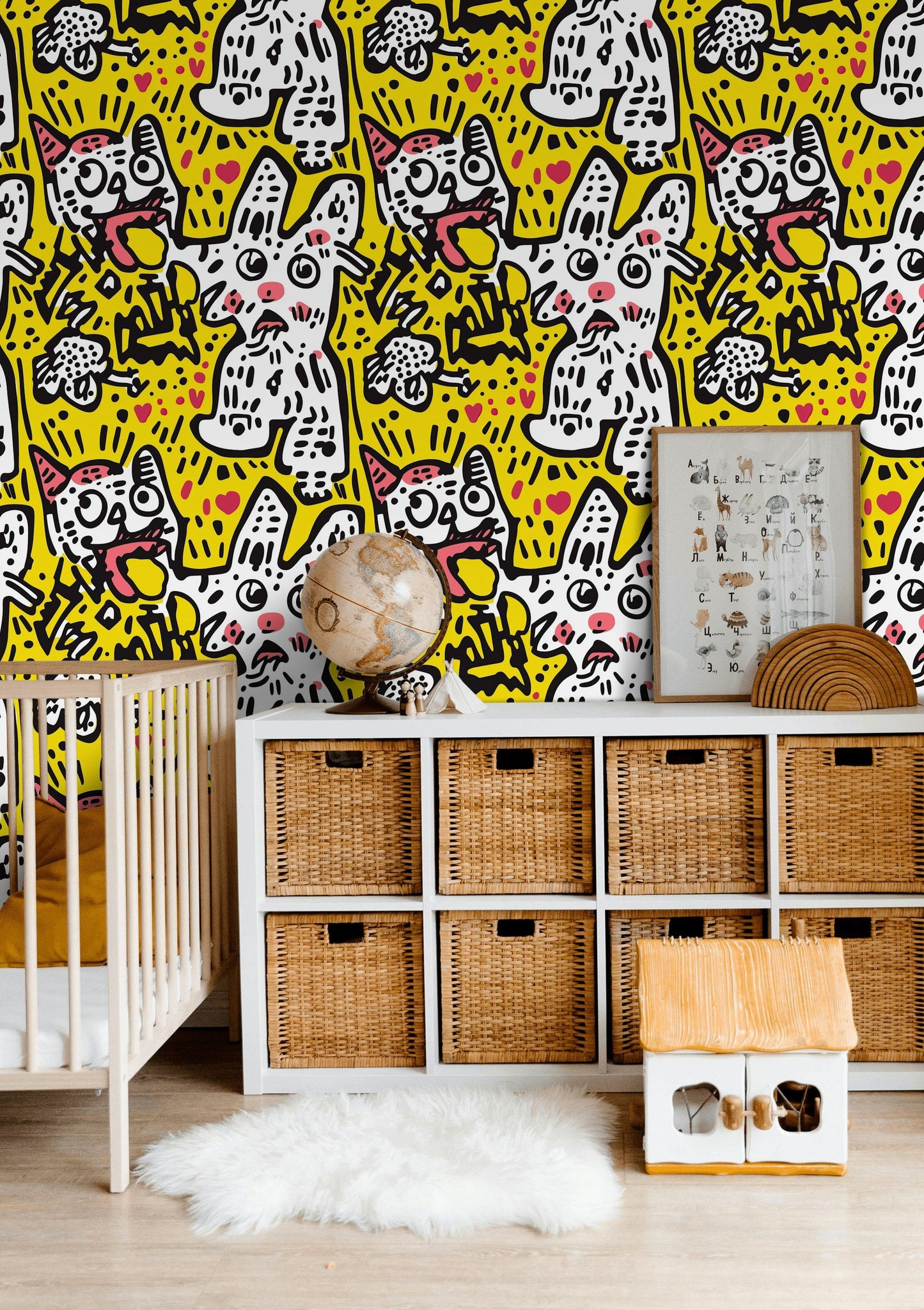 Cartoon Cat Wallpaper Pop Art Mural Graphic Wall Decor