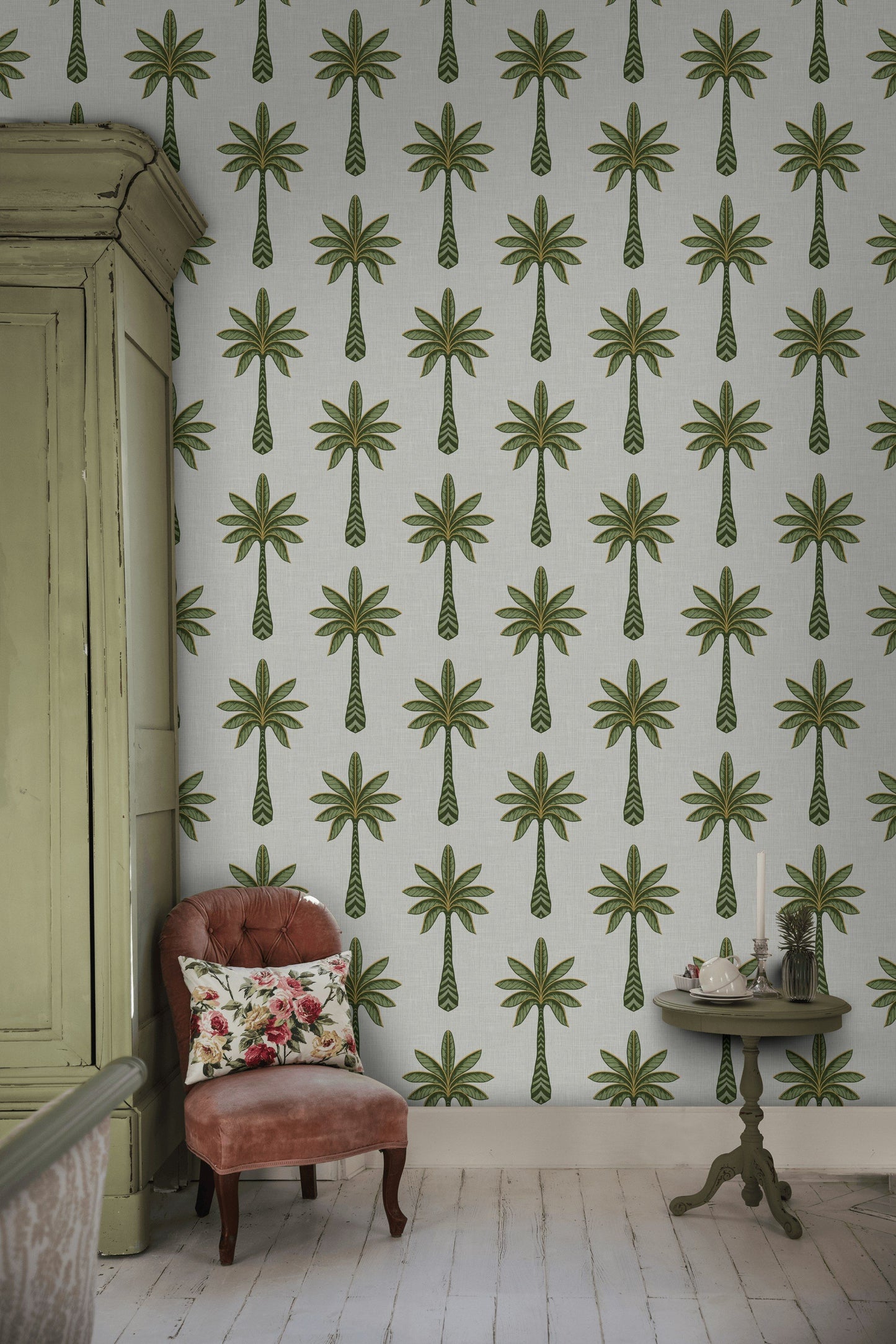 Tropical Palm Tree Wallpaper Green Bohemian Wall Mural