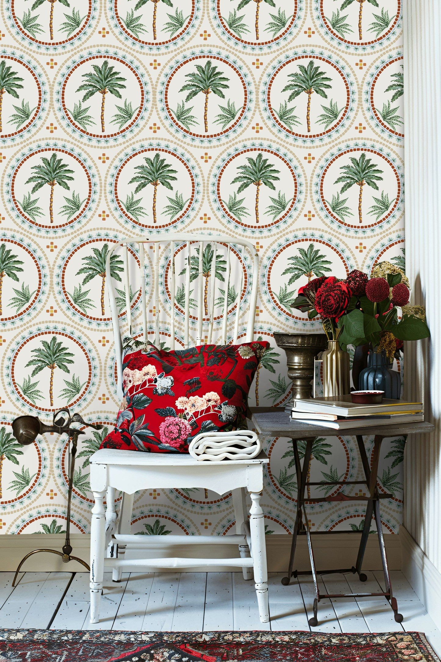 Palm Tile Wallpaper Coastal Bohemian Wall Mural