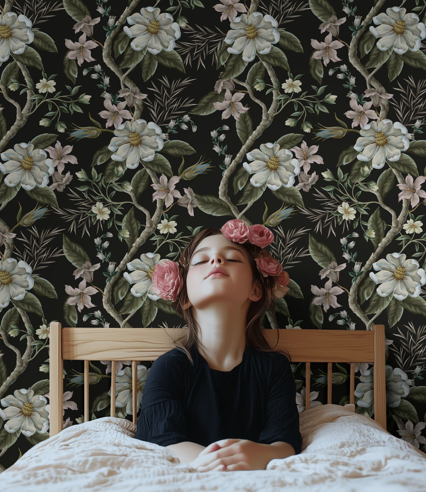 Dark Floral Wallpaper Vintage Botanical Wall Mural