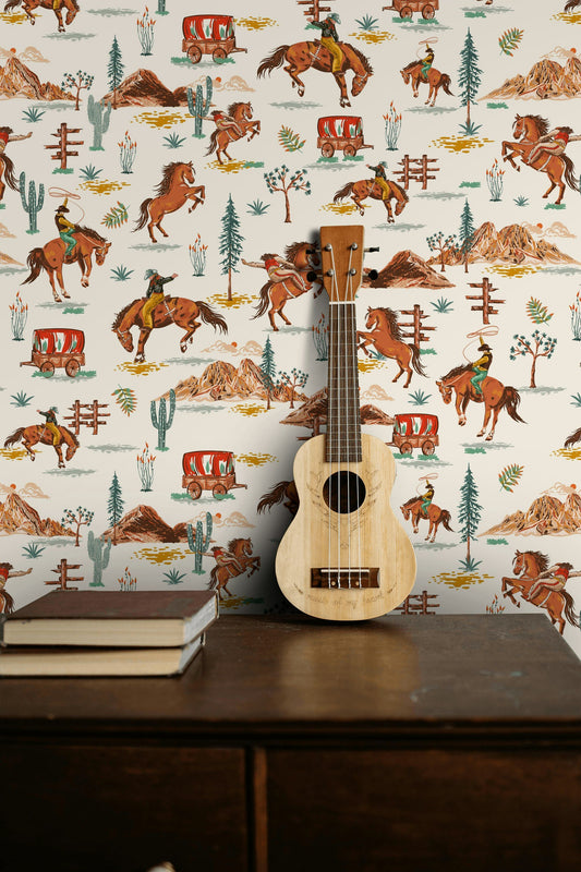 Cowboy Rodeo Wallpaper Western Horse & Rider Wall Mural