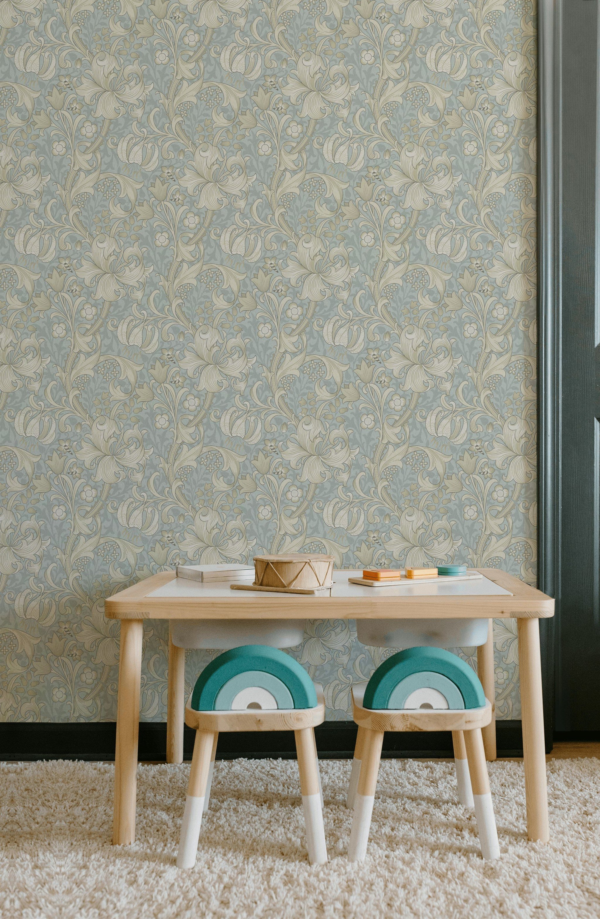 Vintage Floral Wallpaper Sage Botanical Vine Pattern Wall Mural