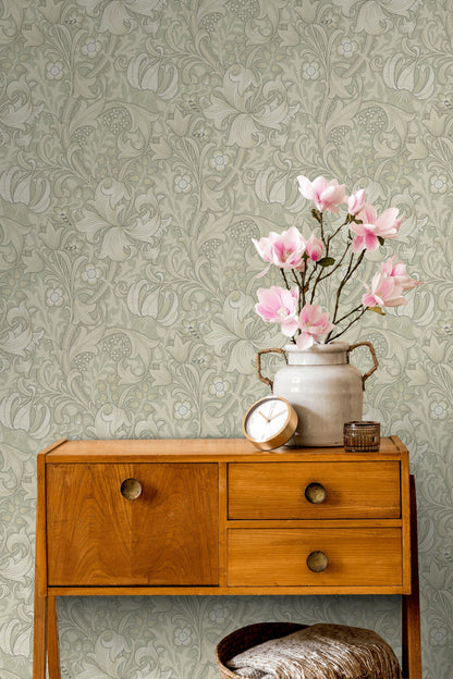 Vintage Floral Wallpaper Sage Botanical Vines Wall Mural