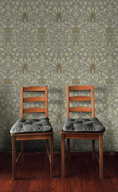 Vintage Floral Wallpaper Ornate Leaf Pattern Wall Mural