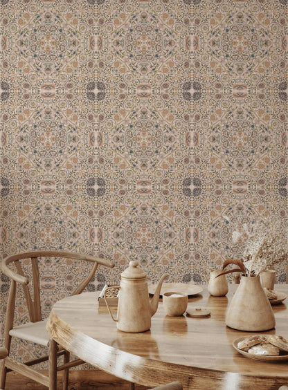 Vintage Floral Wallpaper Ornate Damask Pattern Wall Mural